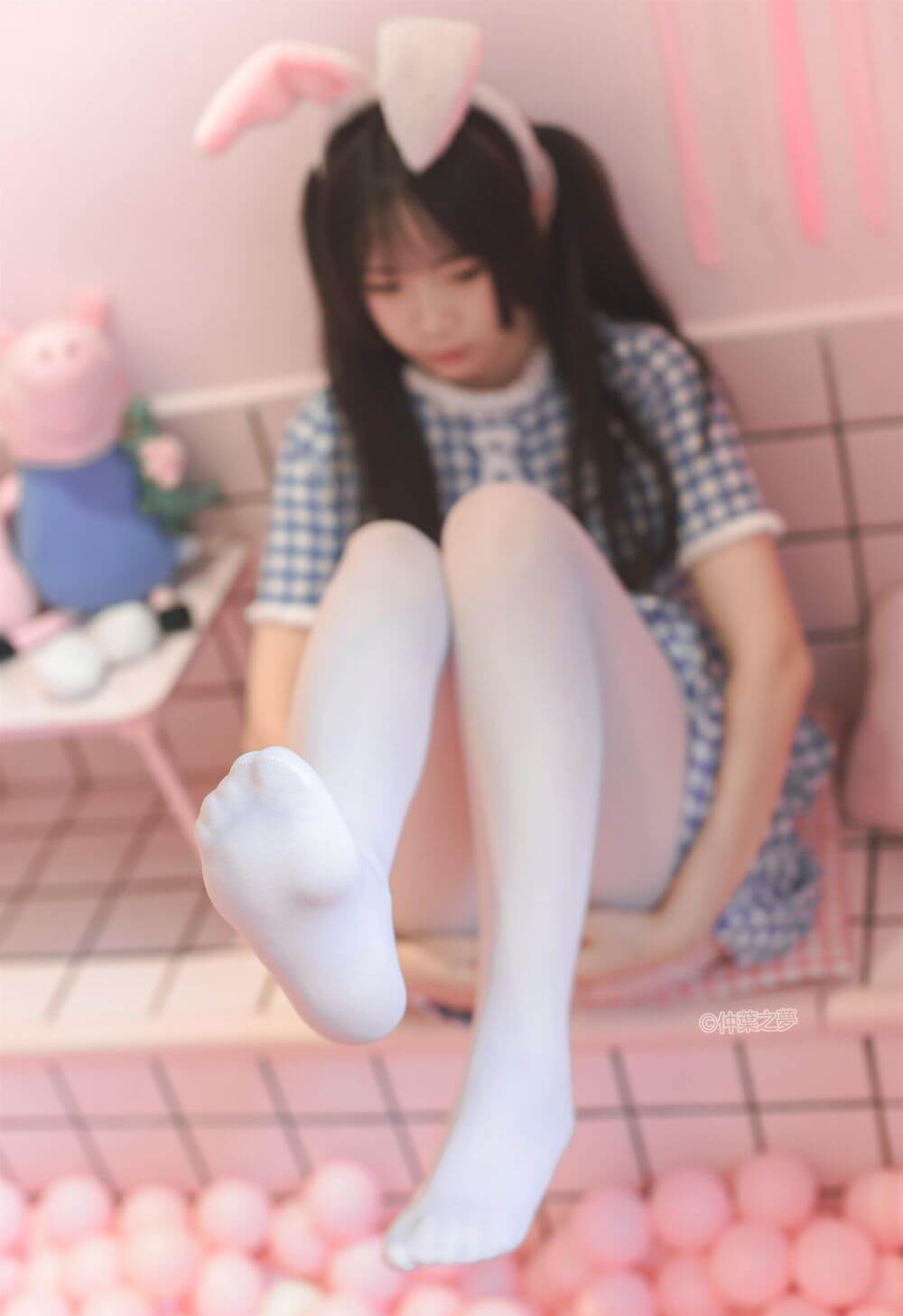 [轻兰映画] SPL.010 蓝白格子连衣裙插图5