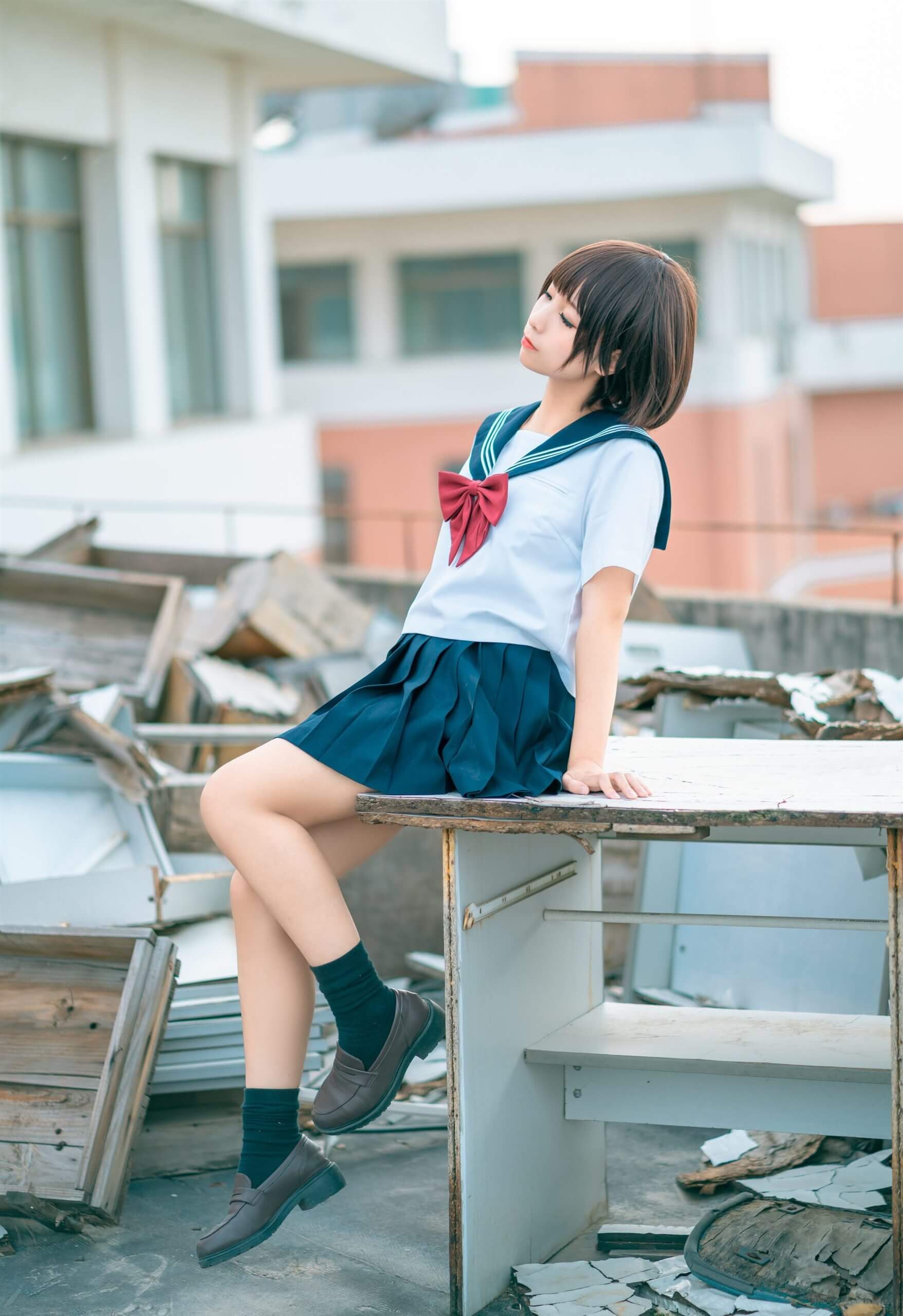 蠢沫沫 – 天台JK插图3