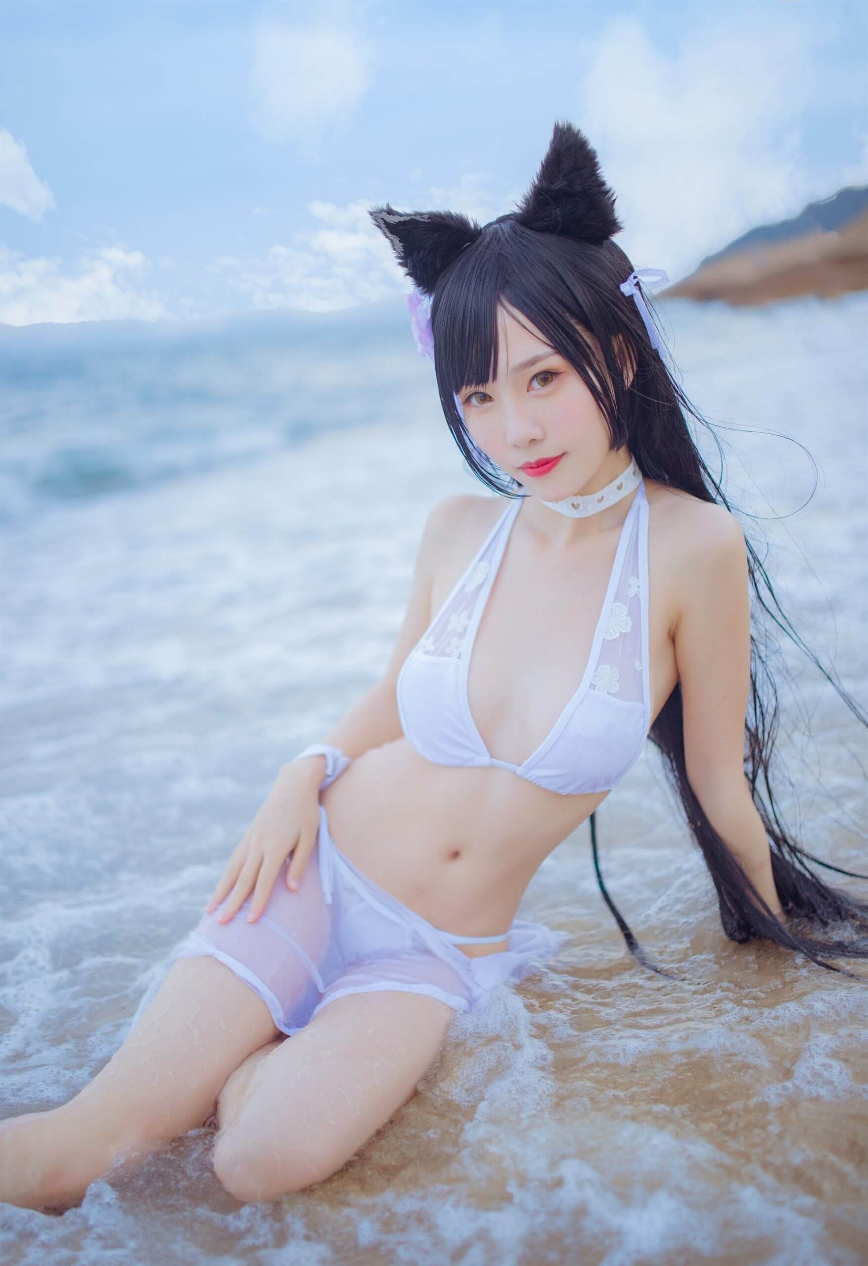 抖娘·利世 – 獒犬海边泳装插图2