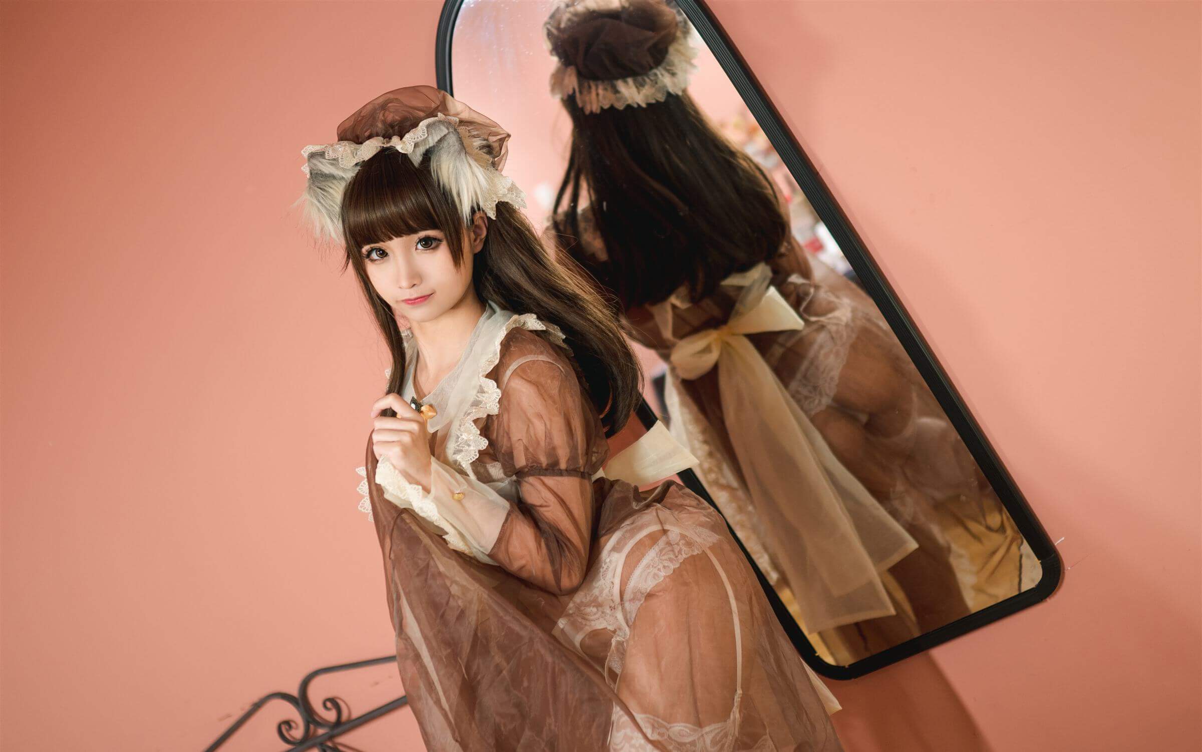 蠢沫沫 – 棕透明女仆插图1