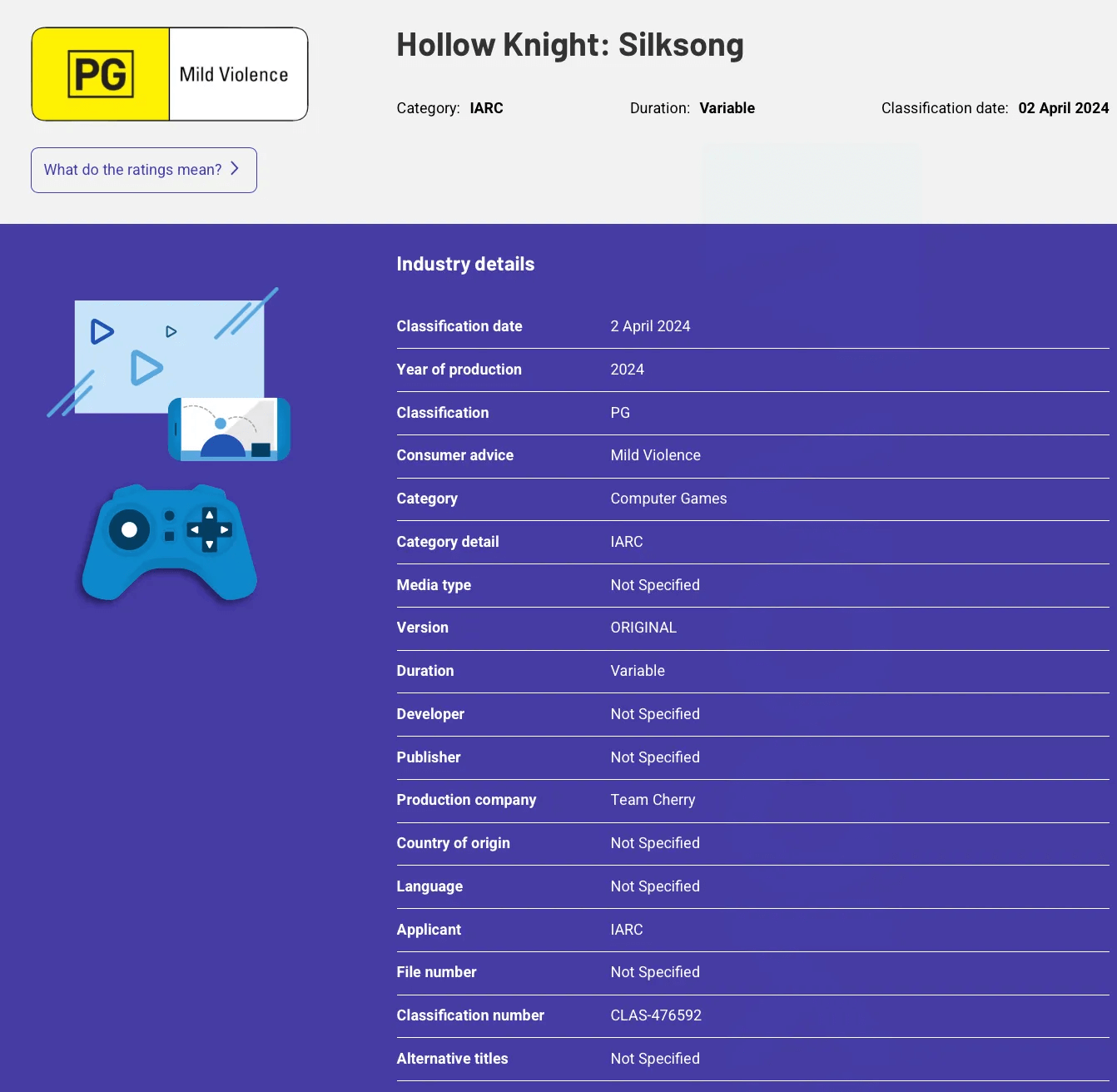 要来咧！《空洞骑士：丝之歌》在澳大利亚获得评级插图1